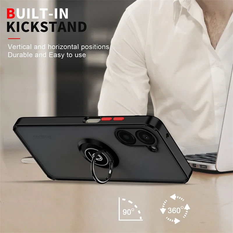 Shockproof Magnetic Matte Case with Ring Stand - Universal Phone Cover