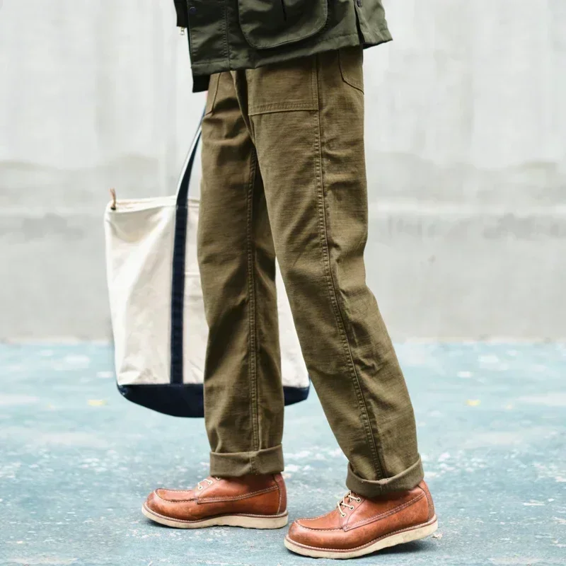 SauceZhan OG107 Utility Fatigue Pants Military PANTS Classic Cargo  Olive  Men's Baker Pants Satin Cotton Straight Fit 4