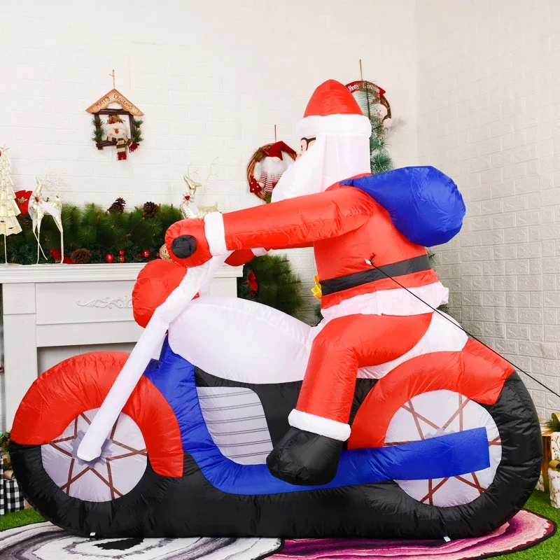 Inflatable Santa Claus Riding Motorcycle Christmas Inflatable Toy Doll Indoor Outdoor Garden Xmas Decoration inflatable decoration toy inflatable decoration inflatable toy