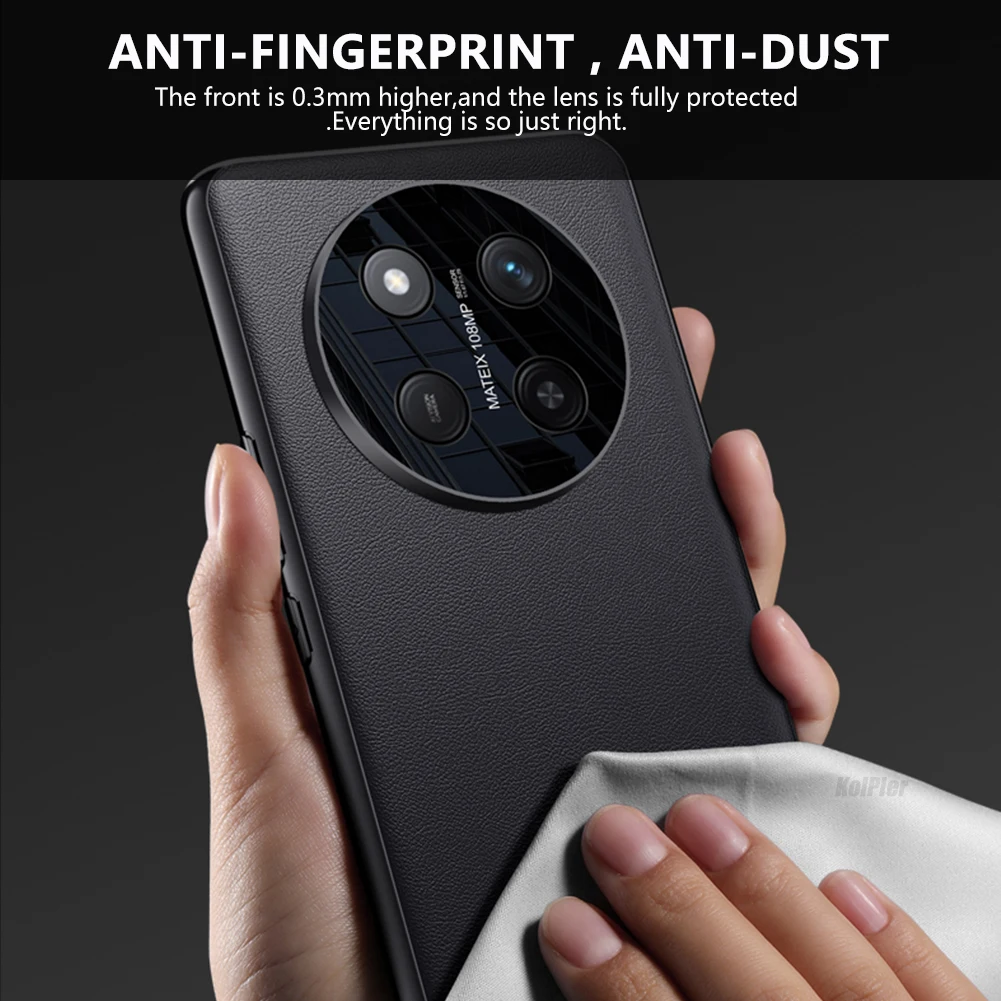 Premium PU Leather Shockproof Phone Case - Durable Hard PC Bumper Back Cover