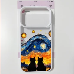 Artistic Van Gogh Black Cat Starry Night Shockproof Clear Phone Case - iPhone 17 Pro (Style 1)
