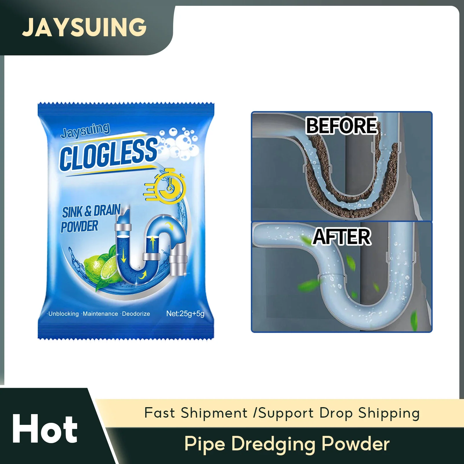 Pipe Dredging Powder Kitchen Water Piping Drain Cleaner Stubborn Dirt Remover Toilet Sewer Closes Tool Home Clogging Drain Tools 2