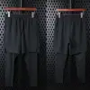 Men's Running Pants 2 In 1 Cropped Pants Compression Running Trousers Quick Dry Fitness Gym Leggings Training Bottoms 2