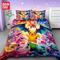 Ensemble de literie Pokemon Pikachu, housse de couette, taille simple/double/King Size, literie pour enfants garçons et filles, décoration de chambre à coucher, cadeau 3