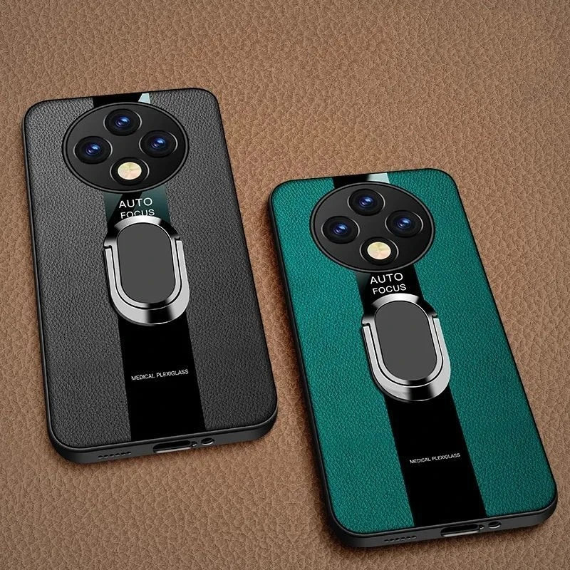 Luxury Leather Ring Magnetic Shockproof Bumper Case - Racing Style Cover