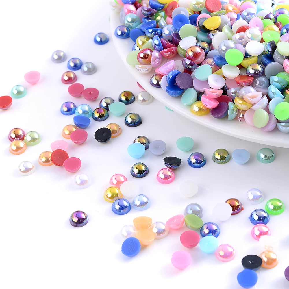 iYOE 1.5-10mm Half Round Shiny Acrylic Beads Imitation Pearl ABS Beads For Making Phone Case Nail Art Decor DIY Scrapbooking