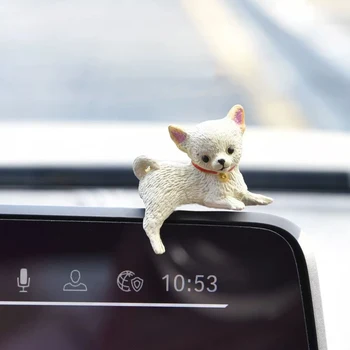 Accessori per Interni Auto, Set di 5 Pezzi, Ornamenti a Forma di Cane Carini e Divertenti, Adorabili Statuette Decorative per Cruscotto Auto