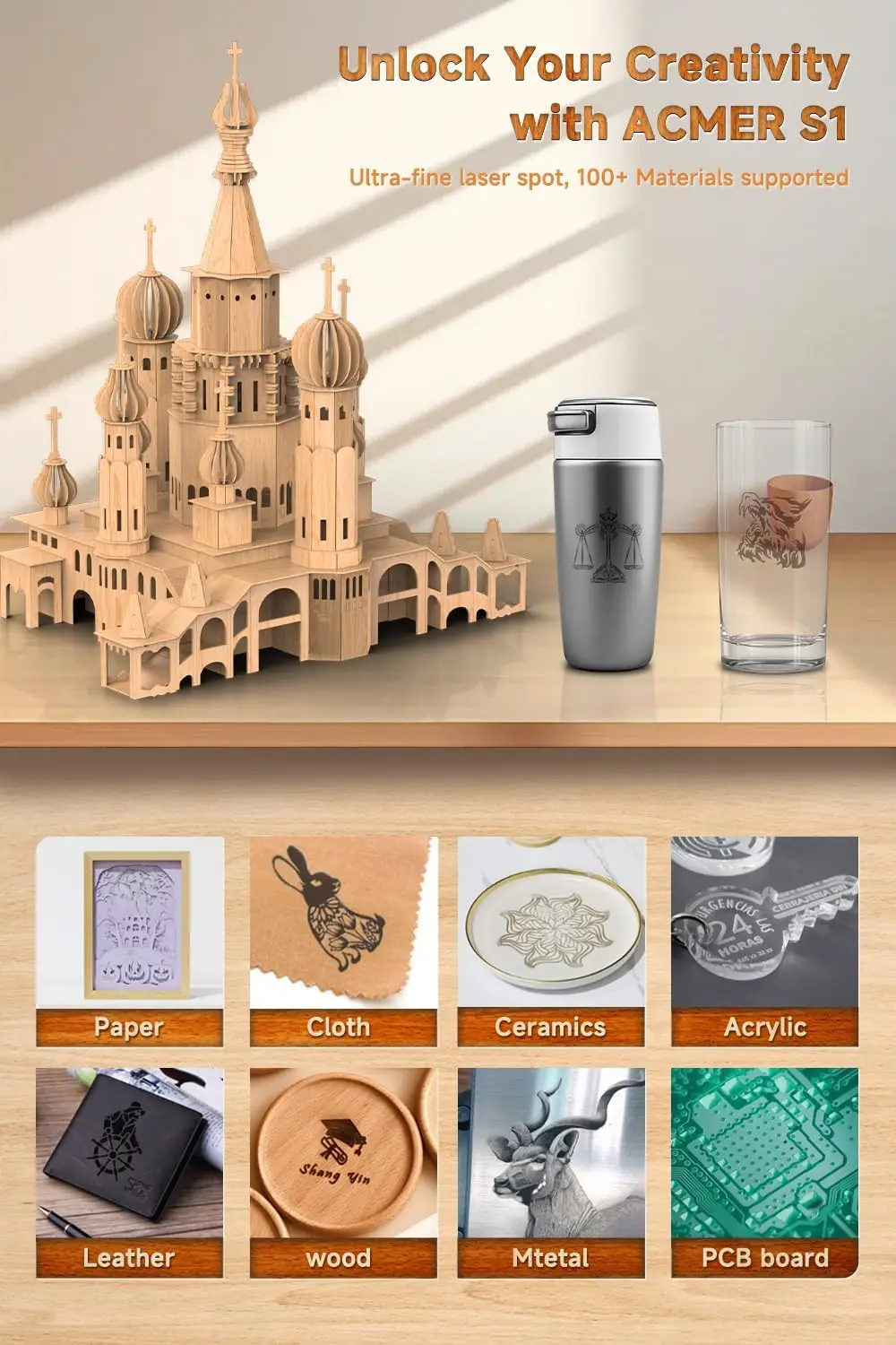 S1 Laser Engraver for Beginner Mini Laser Engraving Machine for Wood, Leather, Plastic, Laser Class4 (Black, 2500mW)