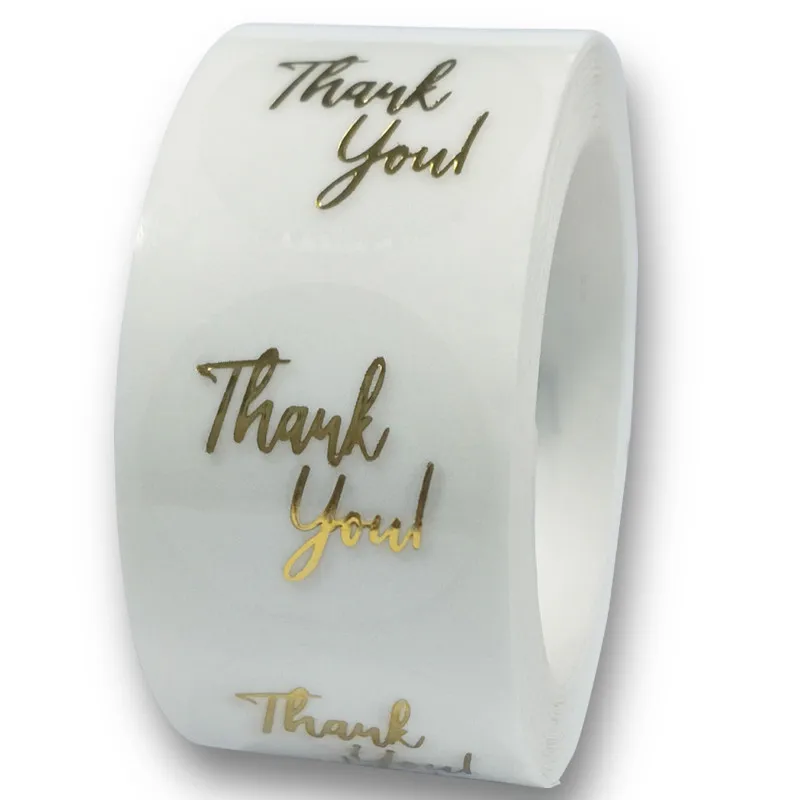 1 inch Round Gold Foil Thank You For Your Order stickers transparent Wedding Pretty Gift Cards Envelope Sealing Label Stickers