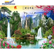 

PhotoCustom DIY Diamond Painting Mountain Full Square Diamond Embroidery Daisy Mosaic Pictures Handmade Craft Kit Needlework Hom