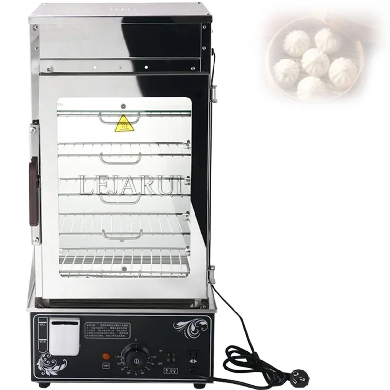 

Electric Bun Steamer Commercial 5-Layer Stainless Steel Frame Temperature Control Steamed Bread Buns Food Warmer Machine