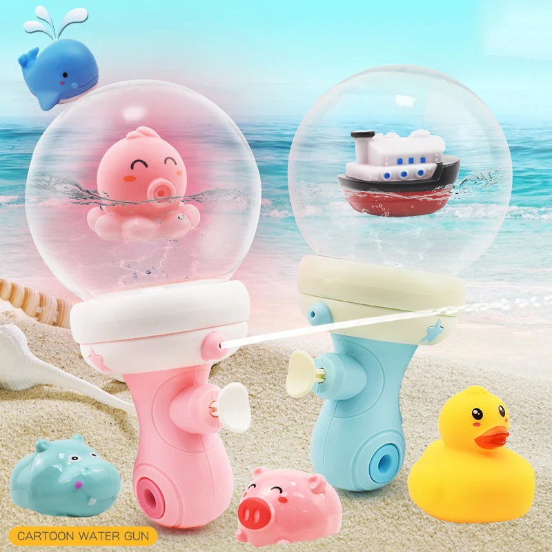 

New Summer Children Water Play Water Shooting Toys Cartoon Cute Little Animals Mini Light-emitting Press Water Shooting Toys