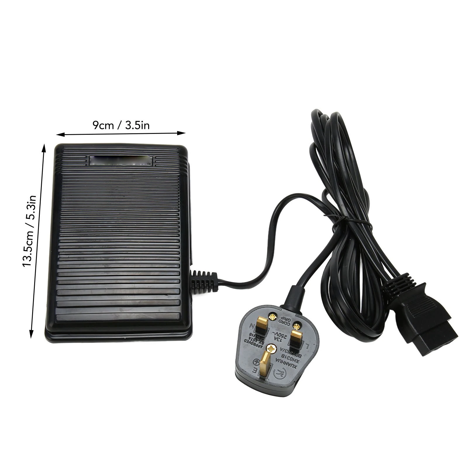 미끄럼 방지 풋 컨트롤 페달, 안정적인 플라스틱 발 속도 제어 페달, 영국 플러그 재봉용, 길이 3.5 인치, 220V, 5.3 인치