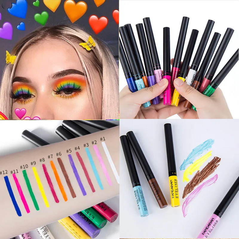 Eyeliner Pen Colorful Waterproof Liquid Color Eye Liner Pencil Make Up Cosmetics White Pink Yellow Matte Purple