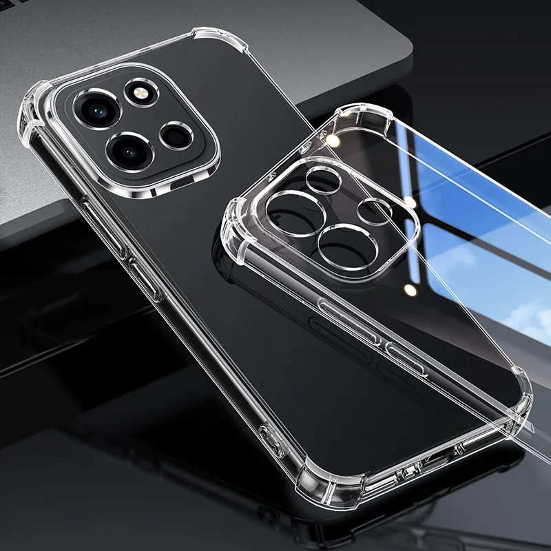 Shockproof Silicone Phone Case with Transparent Soft Lens Protective Back Cover