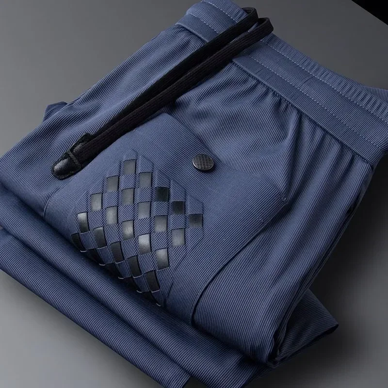 Elastic Silk Ice Casual Sports Pants, Men's Slim Fit Leggings, Fashion Thin Protectors, Luxury, Summer