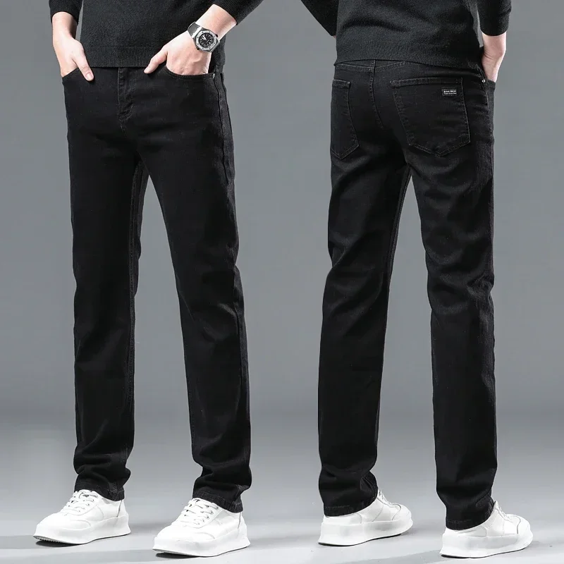 Men Brushed Fashion Winter Jeans Men Slim Fit Stretch Thick Velvet Pants Warm Jeans Casual Fleece Trousers Male men jeans mens jeans jeans trousers denim trousers