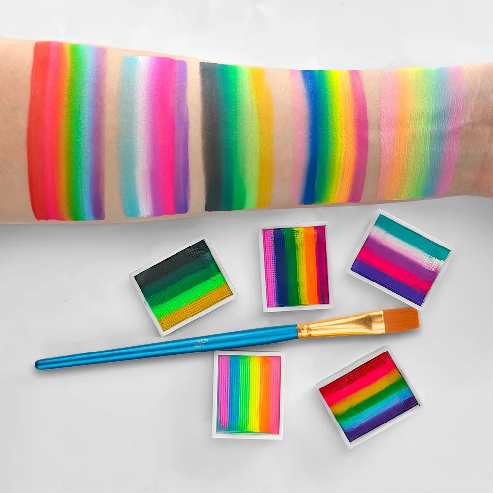 12 Grids Colors Rainbow Water-based Facepaint Body Painting Colorful Christmas Halloween Holiday Makeup Palette for Kids Adults 6
