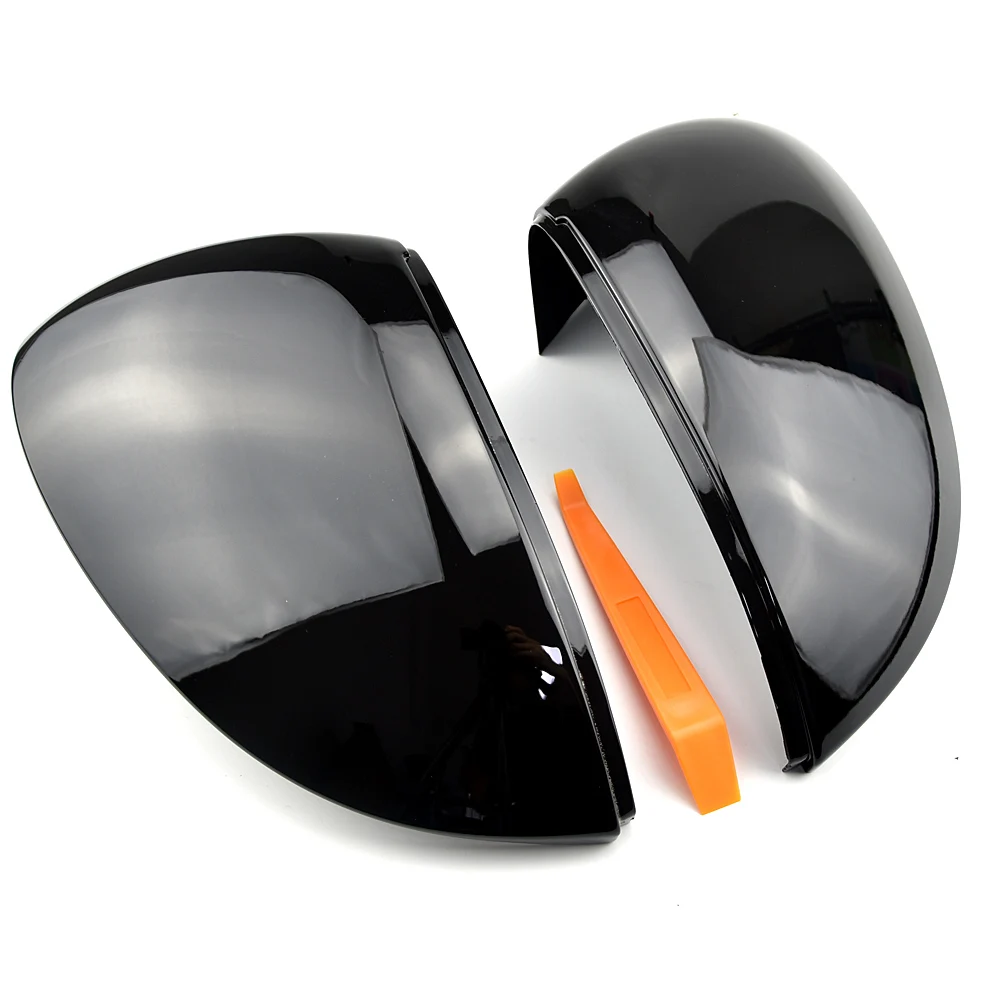 

Bright black Rearview Case For VW Golf 8 MK8 VIII 2020 2021 Mirror Cover Cap With Lane Assist Car Exterior Casing