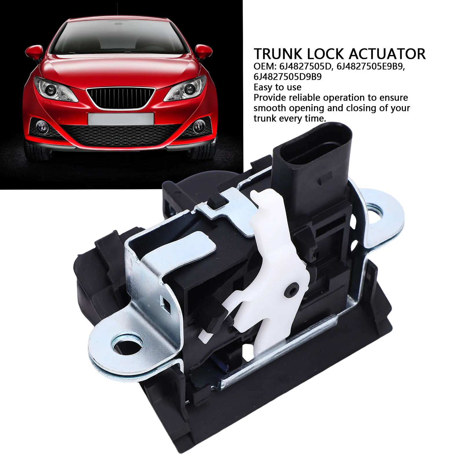 6J4827505D Trunk Lock Actuator 6J4827505D9B9 Tailgate Boot Lock  Actuator Replacement for Seat IV 2008-2017 6J4827505E9B9