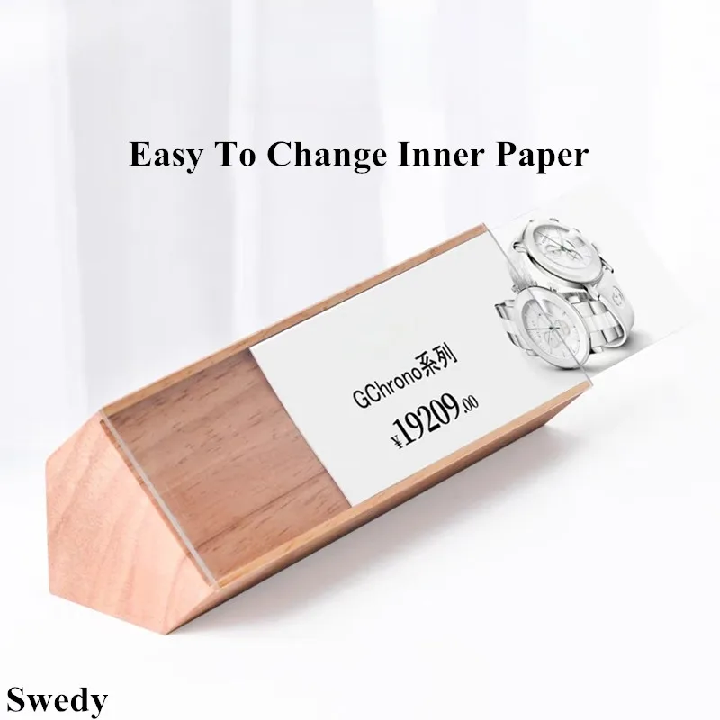 78x22mm Mini Wood Price Label Paper Tags Table Number Place Card Holder Small Acrylic Sign Holder Display Stand