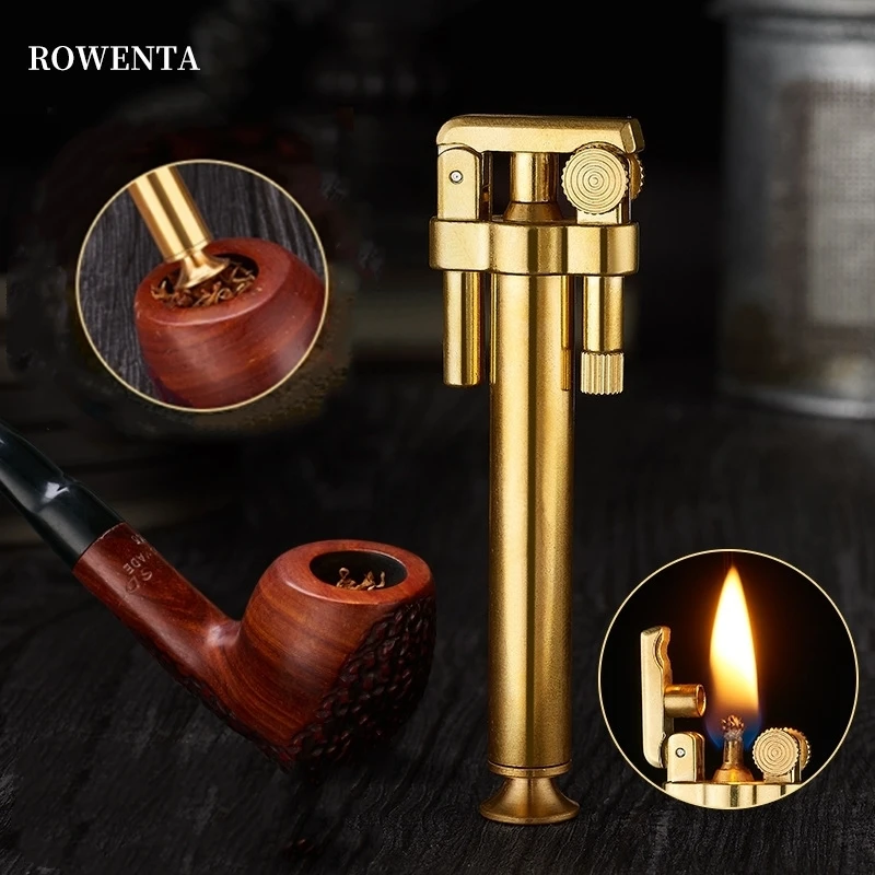 

Creative Torch Pure Copper Kerosene Lighter Metal Cotton Core Windproof Grinding Wheel Lighter Pipe Cigarette Accessories