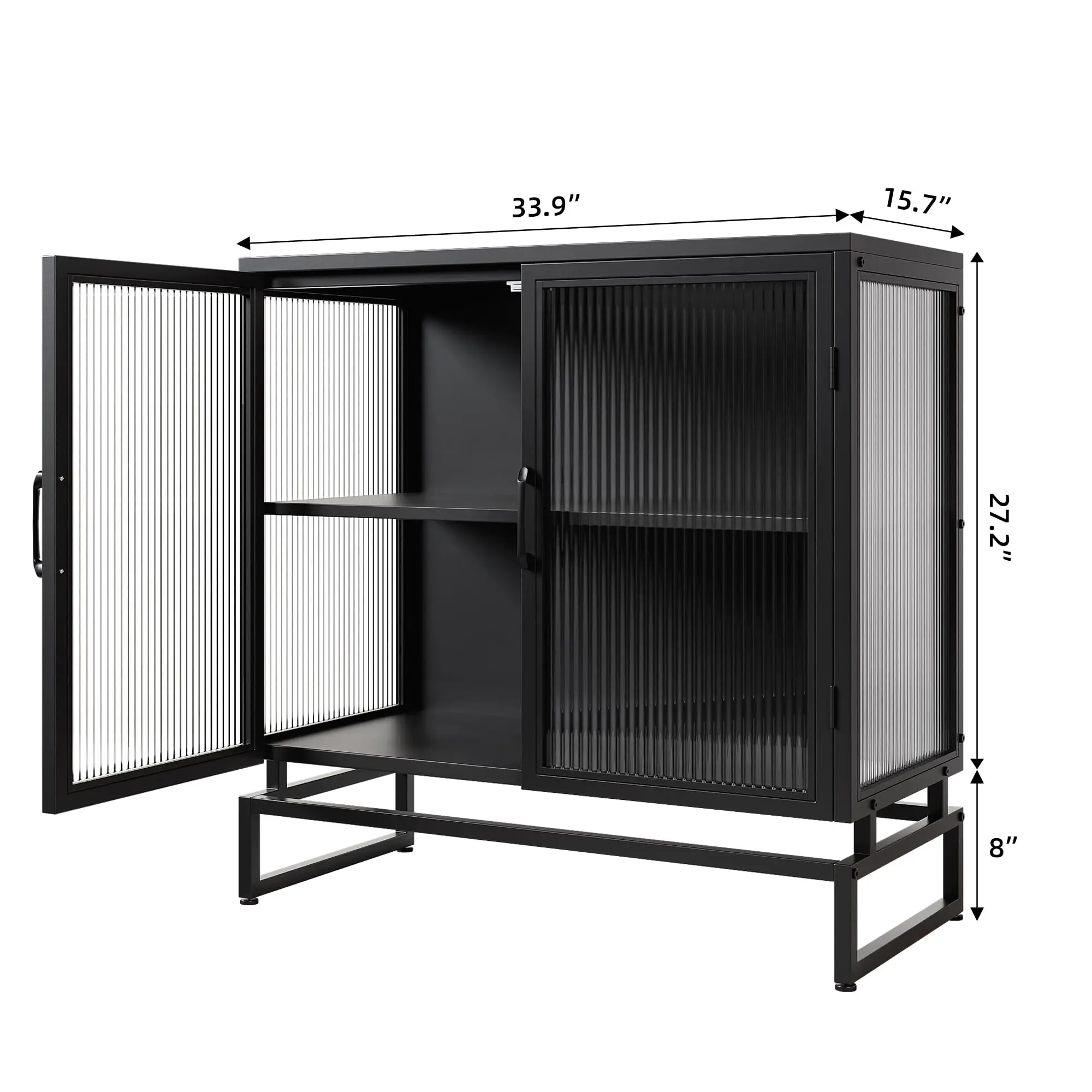 Metal Glass Door Storage Cabinet Large Capacity Storage Space Multipurpose Office Bathroom Kitchen Bedroom