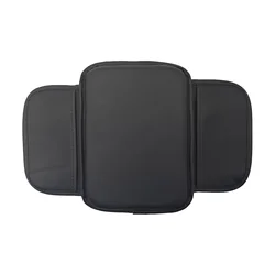 Leather Comfort Armrest Cushion with Storage Bag for Car Interior Decor (Black)