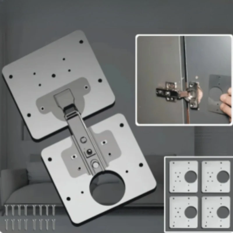 Stainless Steel Hinge Fixing Plate with Mounting Screw Kitchen Cupboard Door Hinge Repair Kit for Cupboard Cabinet Wardrobe Door