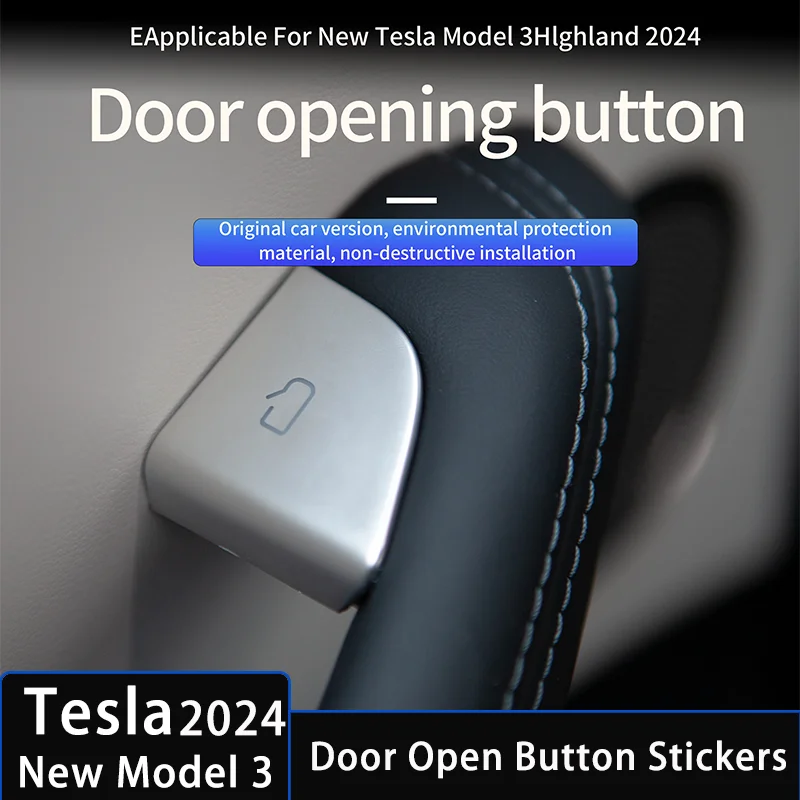 Per Tesla Model 3 Highland 2024 Car Open Door Button Decor Sticker Door Switch Trim Frame Cover Car Interior Protector Stickers