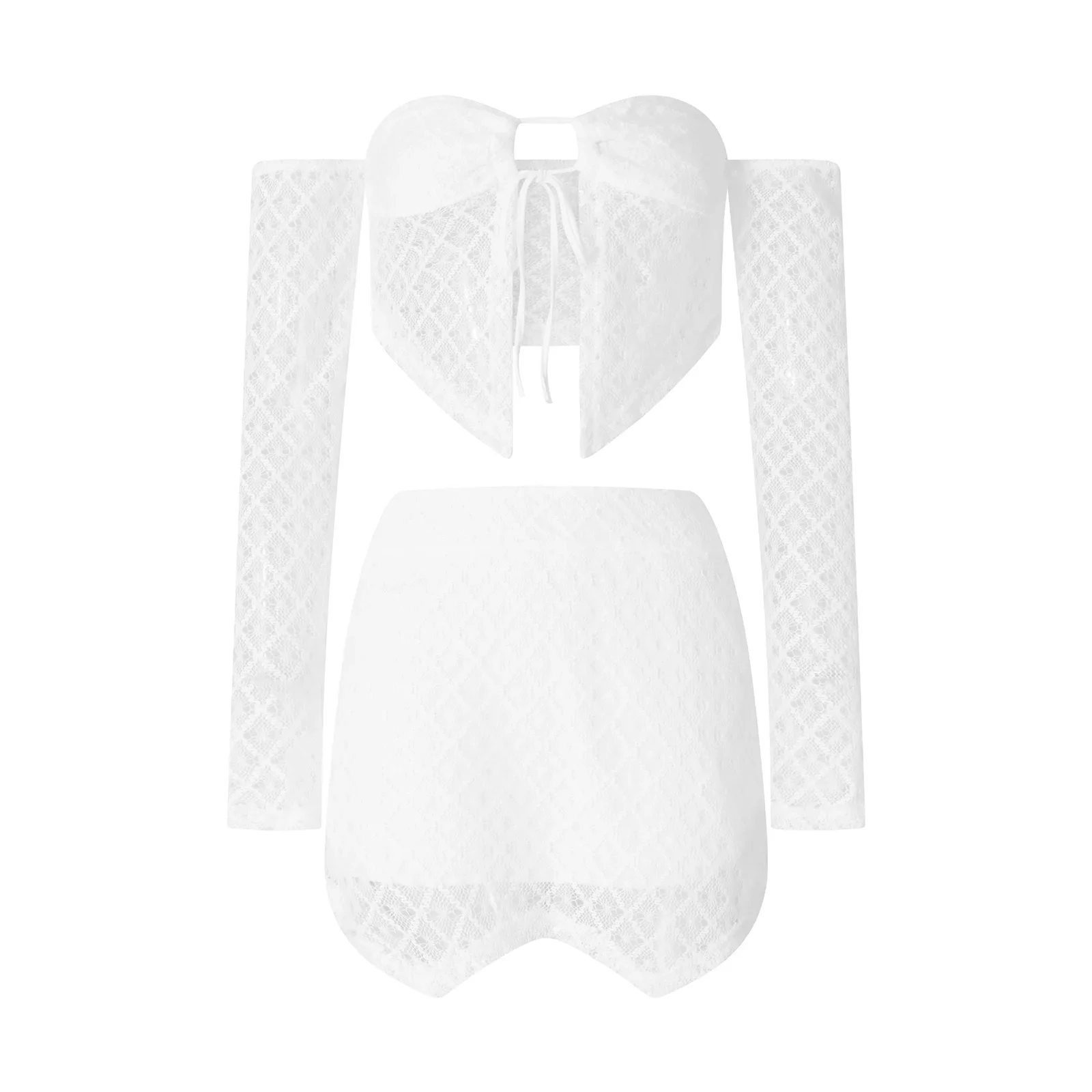 New hirigin Women Sexy Crochet Knit Skirt 2PCS Set Hollow Out Knitted Cami High Waist Bodycon Mini Skirt Outfits Night Partywear