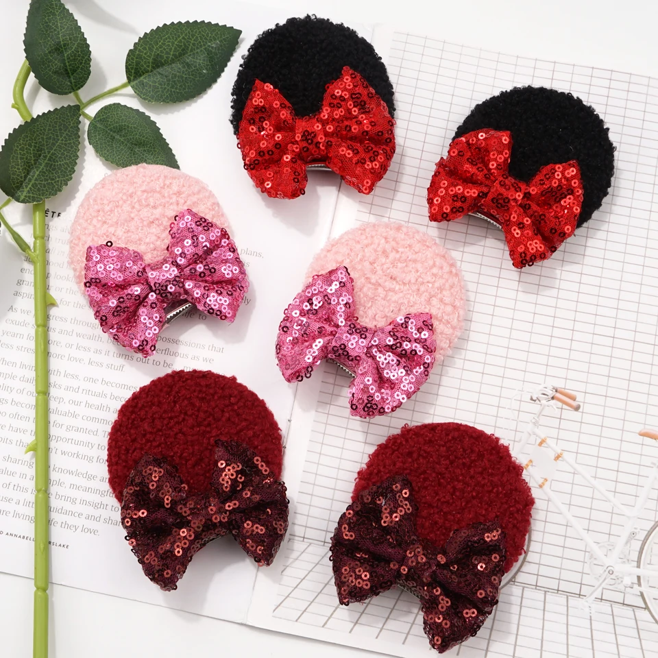 Cerchietto per capelli con orecchie di topo, con paillettes, per