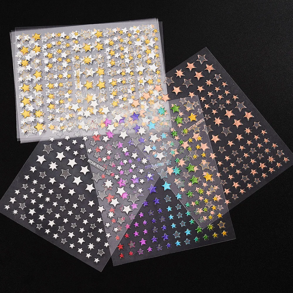 

6/9/12pcs/Set Nail Stickers 3D Holographic Laser Star/Moon/Flower/Number Decals Nail Art DIY Stickers For Nail Decorations NLS-