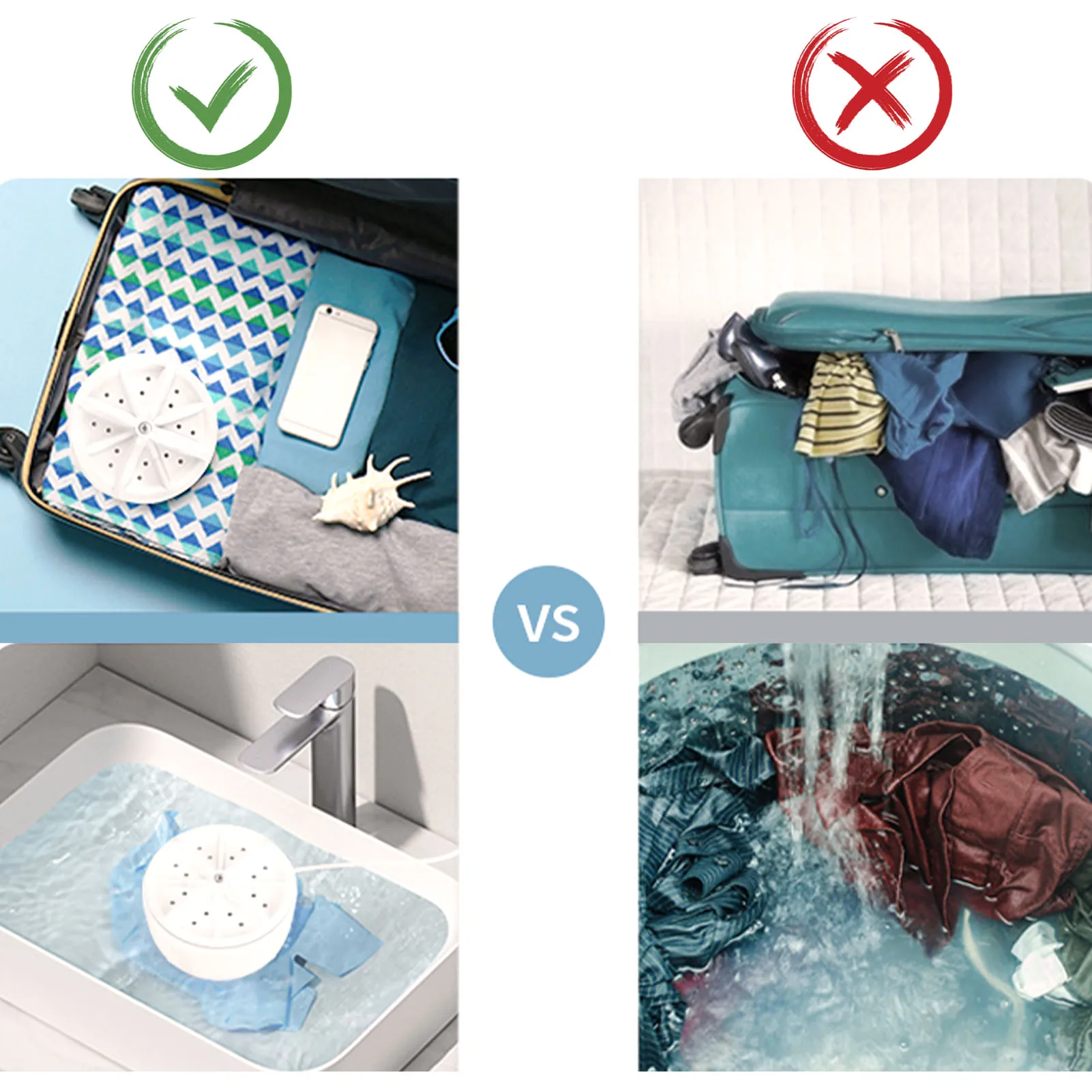 Portable Washing Machine Mini Ultrasonic Washing Machine 3 In 1 Wash Modes For Home Travel College Camping Personal Laundry