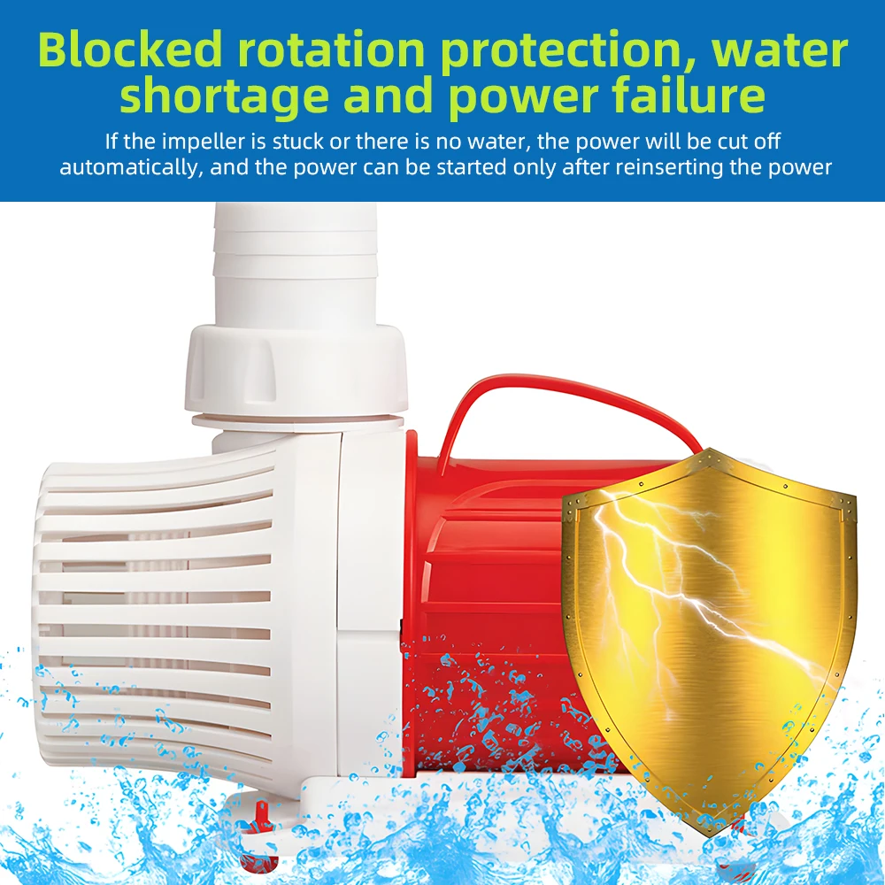 DC Aquarium Pump 20W 1000-1200L/H High Flow DC 12V Submersible Pump Ultra-Quiet 16.4ft Max Lift Booster Brushless Pump