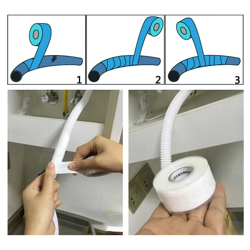 1/2/3pcs Self-adhesive Waterproof Tape Patch Bond Seal Repair Stop Leak Proof Adhesive Tape forBathroom Shower Water Pipe Repair