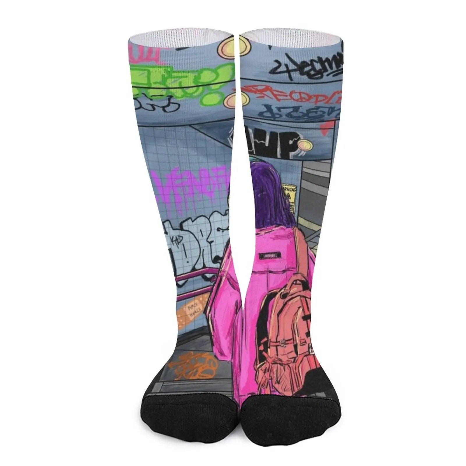 way back (graffiti staircase) Socks Socks for men set hockey fate grand order fgo artoria pendragon king arthur saber gold back socks gifts for men running socks man soccer