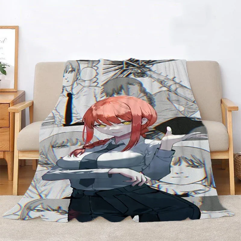 

Anime Blanket for Winter Chainsaw Man Double Bedspread Fluffy Soft Blankets Knee Sofa Throw Bed Warm Oversized Luxury Thick Nap