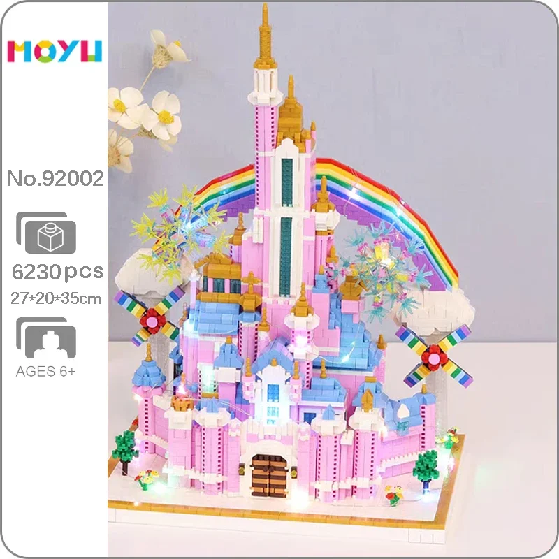 Moyu 92002 World Architecture Rainbow Windmill Castle Cloud Palace Tower Garden Mini Diamond Blocks Mattoni Building Toy No Box