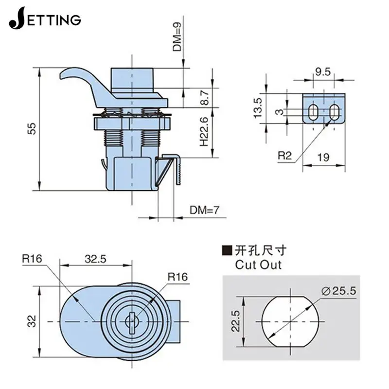 해양 보트 라디오 박스, 도구 상자, 전자 상자, 오토바이 장갑 상자, 잠금 푸시 버튼 래치, 1 세트