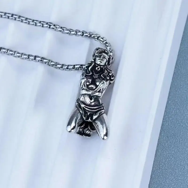 Suffering Goddess Necklace Bound Suffering Statement Necklace Religious Jewelry Retro Goddess Amulet Pendant Necklace Symbol 3