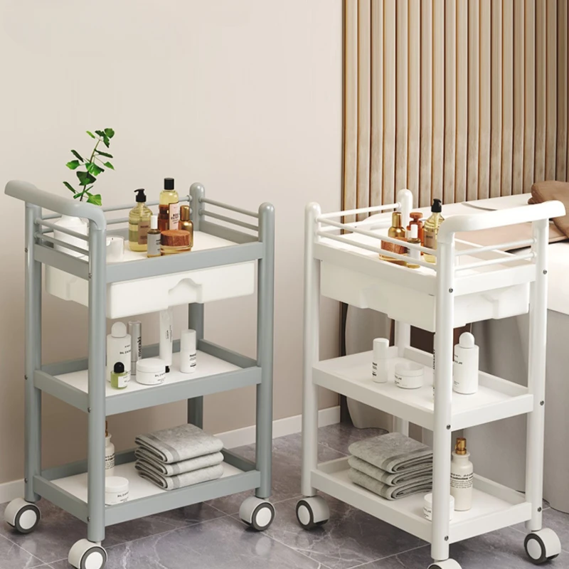 Hotel Tattoo Storage Salon Trolley Tea Rolling Commercial Salon Trolley Modern Carrello Portategetti Salon Furniture Rr50St