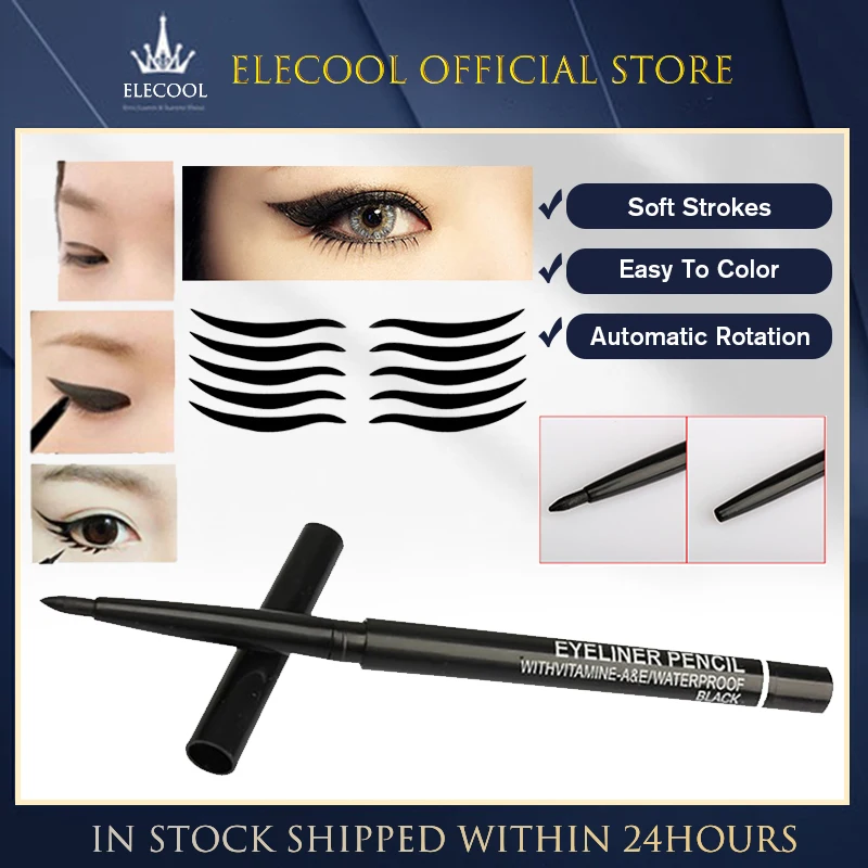 

Black Automatic Rotating Eyeliner Quick-drying Waterproof Sweatproof Liquid Eyeliner Not Blooming Long-lasting Eyeliner Makeup