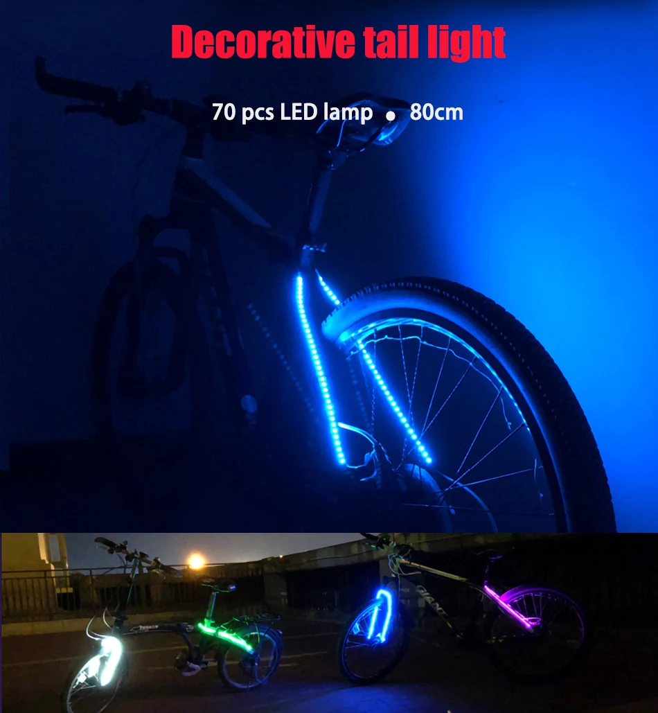 Enquêter arrière de vélo décoratif, bande lumineuse LED, roue de sécurité,  lumière iodée, lampe arrière de vélo pour l'équitation de nuit - AliExpress