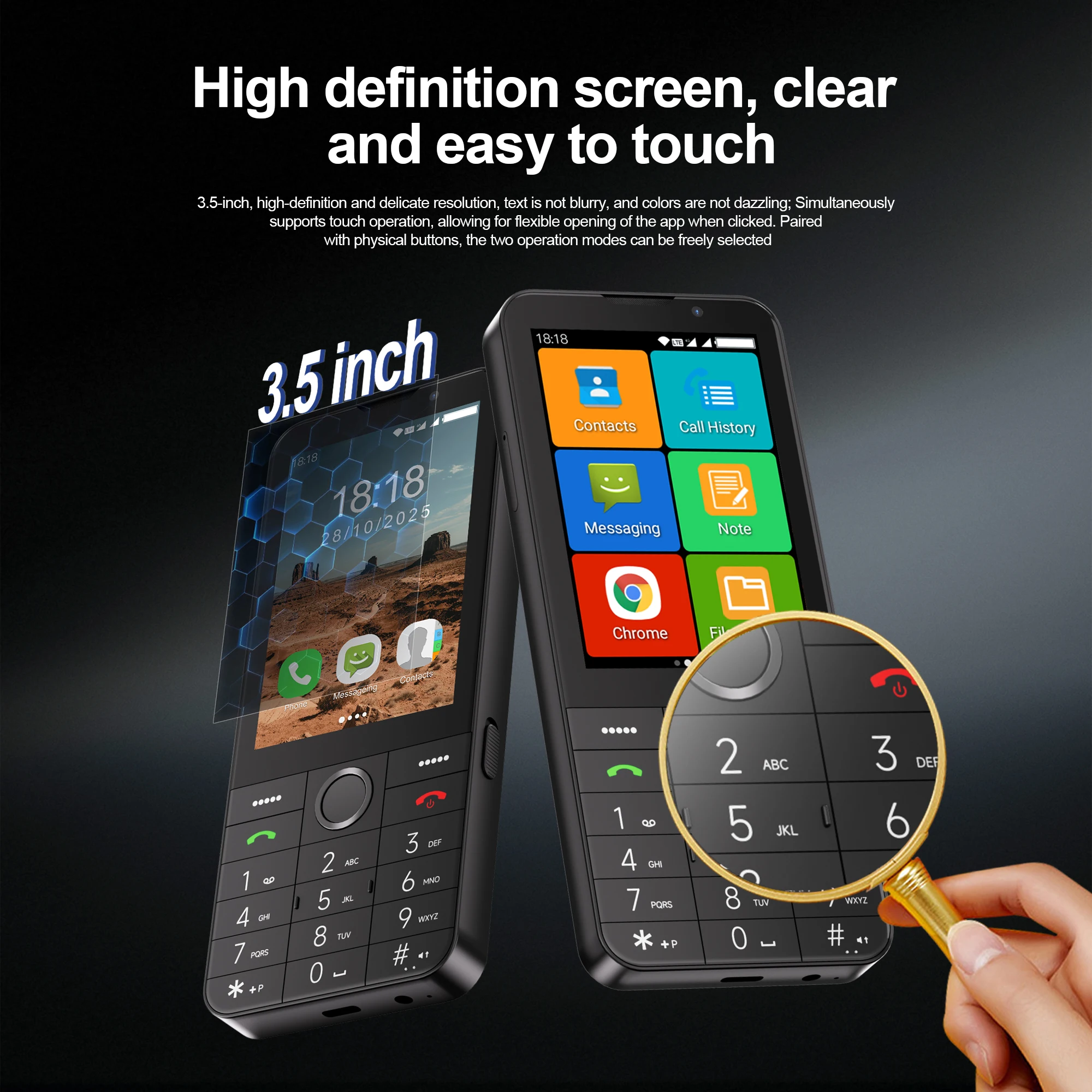 SERVO F27 PRO 4G Button Smartphone Android 11 System RAM 2GB ROM 16GB WhatsApp Speed Dial 3.5" Touch Display 2 SIM Smart Phones