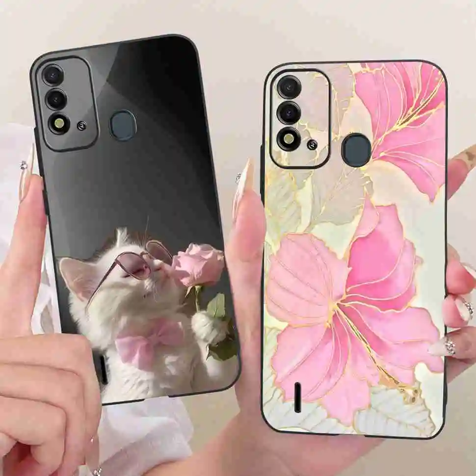 Colorful Cartoon Design Soft TPU Shockproof Black Phone Case Bumper Cover