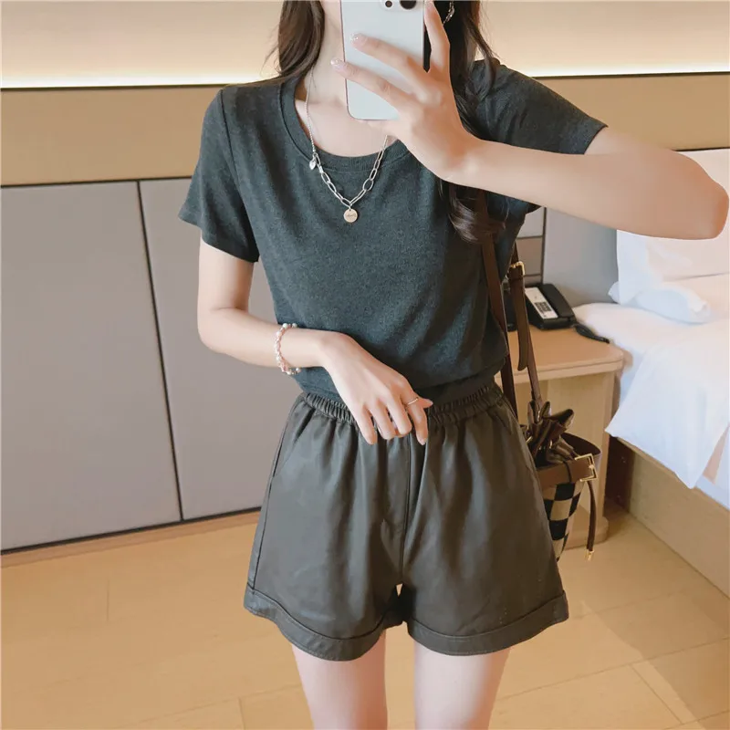 Solid Color Breastfeeding T-shirt for Nursing Mothers Short Sleeve O-Neck Blouses Pregnant Women Clothing 9251