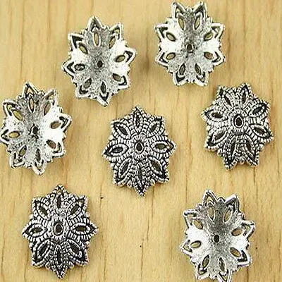 

20pcs 15mm hole:1mm Tibetan silver flower beads cap h2726