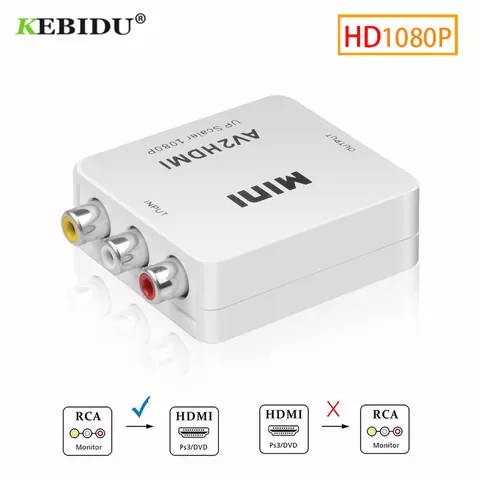 KEBIDU RCA AV to HDMI-compatible Converter HD 1080P AV2 Adapter For TV PS3 PS4 PC DVD Xbox Projector AV To HDMI-com' Converter