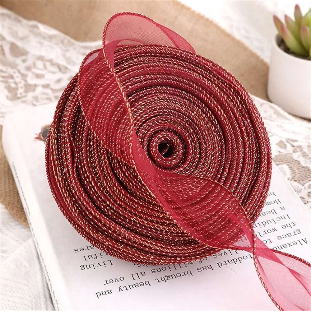 4cm verdrahtete Chiffon band schiere Organza-Bänder für Weihnachten Hochzeit Dekoration Geschenk verpackung Verpackung Bogen Kranz DIY Handwerk – Detail 12